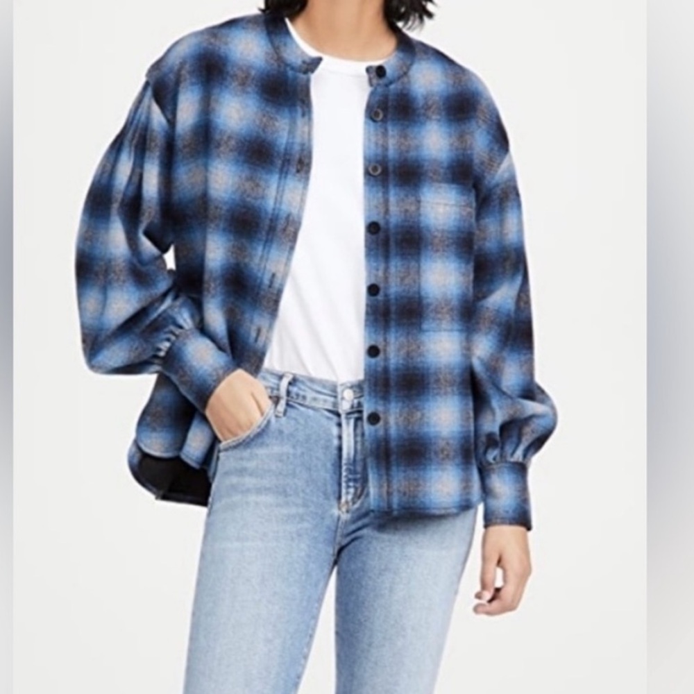 Rebecca Minkoff Blue Plaid Button Down Shirt